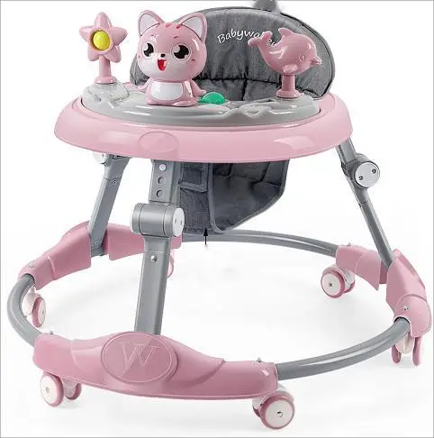 Wholesale  Boy Multifunctional Brown Wooden Baby Walker Storage