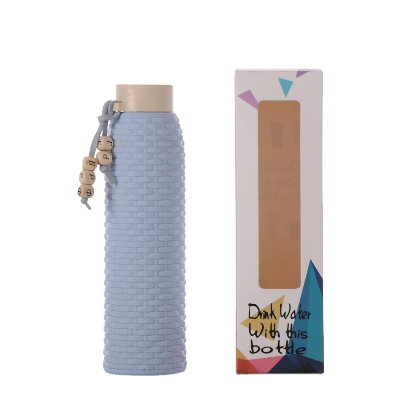 Wholesale Wheat Straw Fiber Green Eco Biodegradable 300 ml Glass Water Bottle