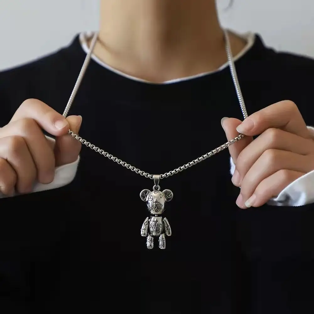 European and American Hip Hop Fashion Cube Robot Titanium Steel Jewelry Men Women Couple Stainless Steel Necklace