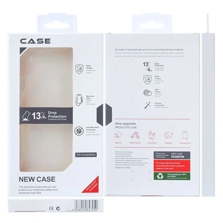 Factory Independent Clear Hook Paper Packaging Box For iPhone 14 Plus 11 Pro 12 13 Samsung OPPO Vivo Huawei Mobile Phone Case