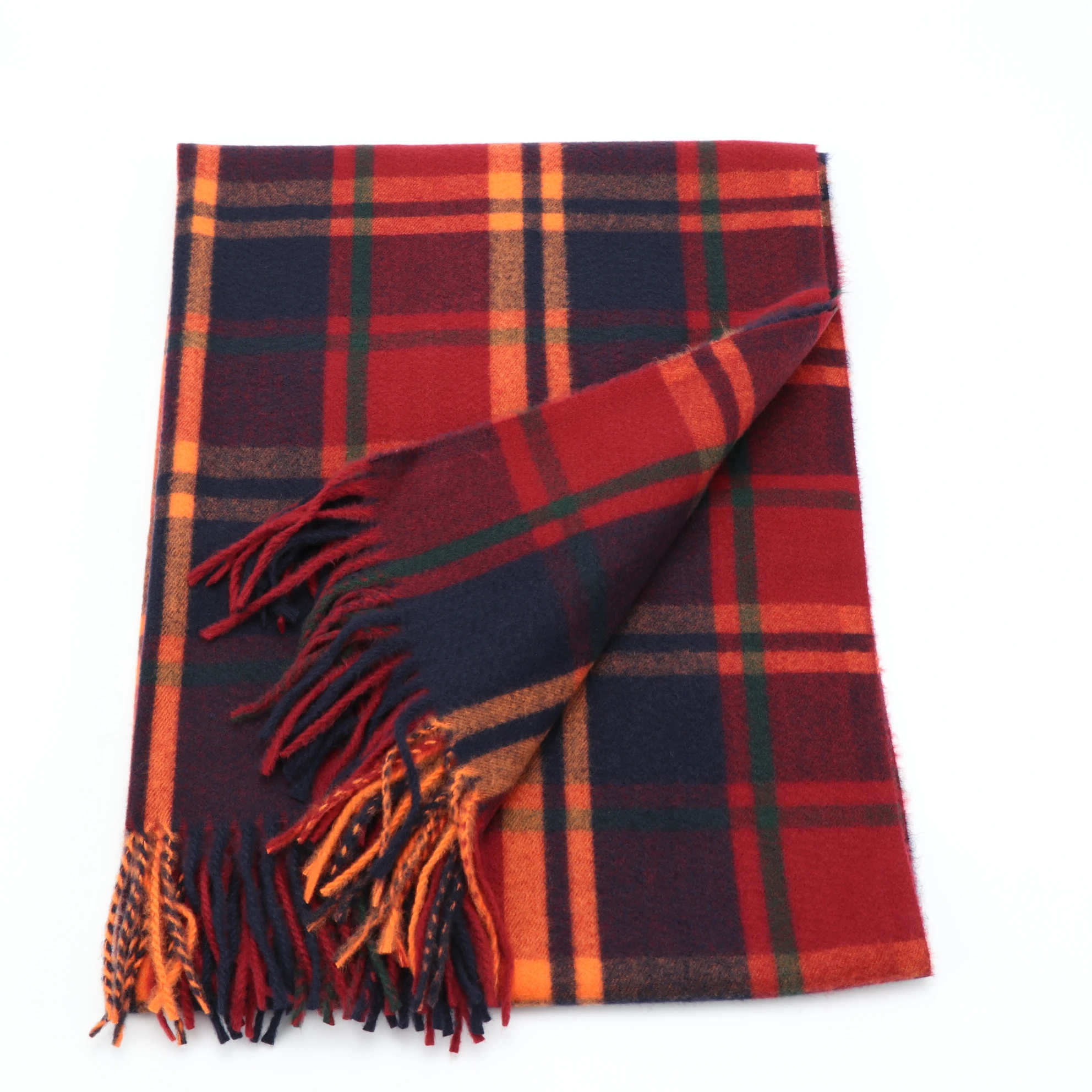 final knit factory directly supply  customized produce stock delivery soft acrylic brushed imitation cashmere women plaid shawl