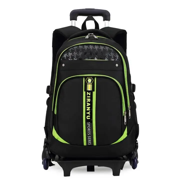 Junior High School Student Trolley Bag 6-9 Grade Six-wheel Climbing Stairs Detachable Trolley Backpack
