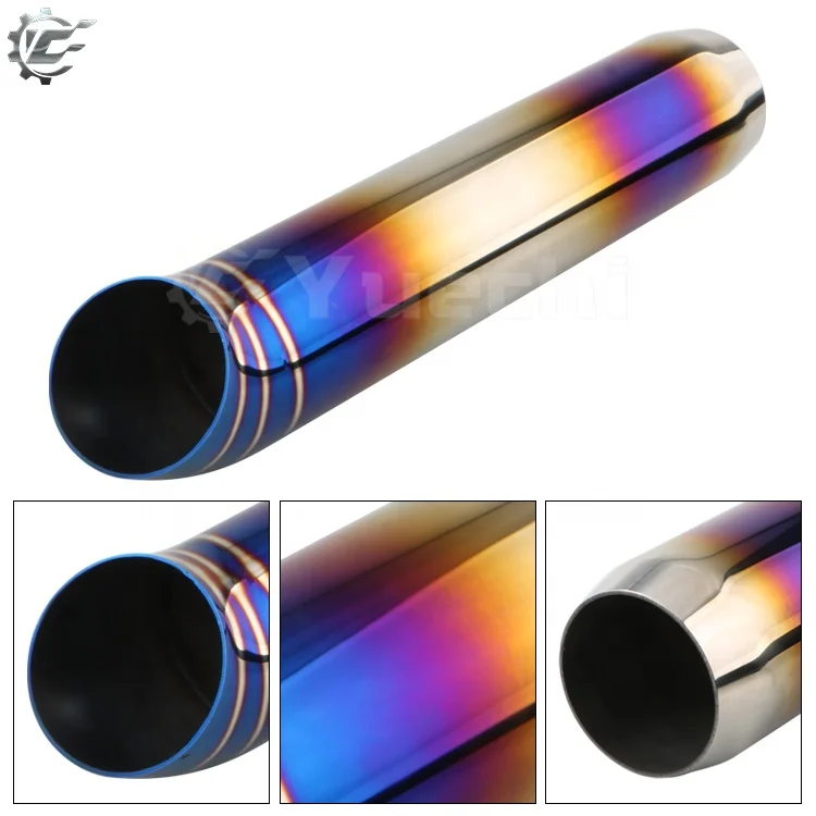 Yuechi Universal Titanium Burnt Blue Gold Black Stainless Steel Exhaust Muffler Tip Titanium Exhaust Pipel
