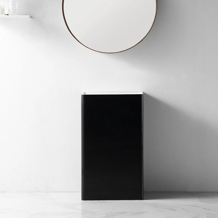 Wholesale bathroom furniture pedestal wash basin/ black bathroom solid surface sink stand Z20-1