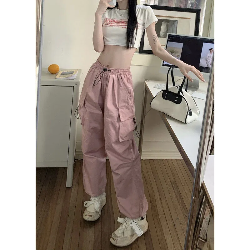 Custom OEM Manufacturer Baggy Pockets High Waist Streetwear wide leg Casual ladies Long Cargo Pant for women