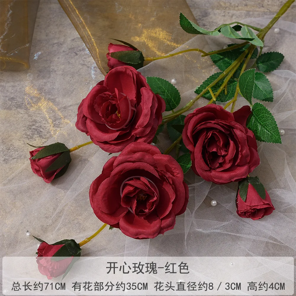 Decoration Artificial Rose Bud Silk Flower Bouquet Large White Roses Artificial Flower Silk Rose Wedding Bouquet