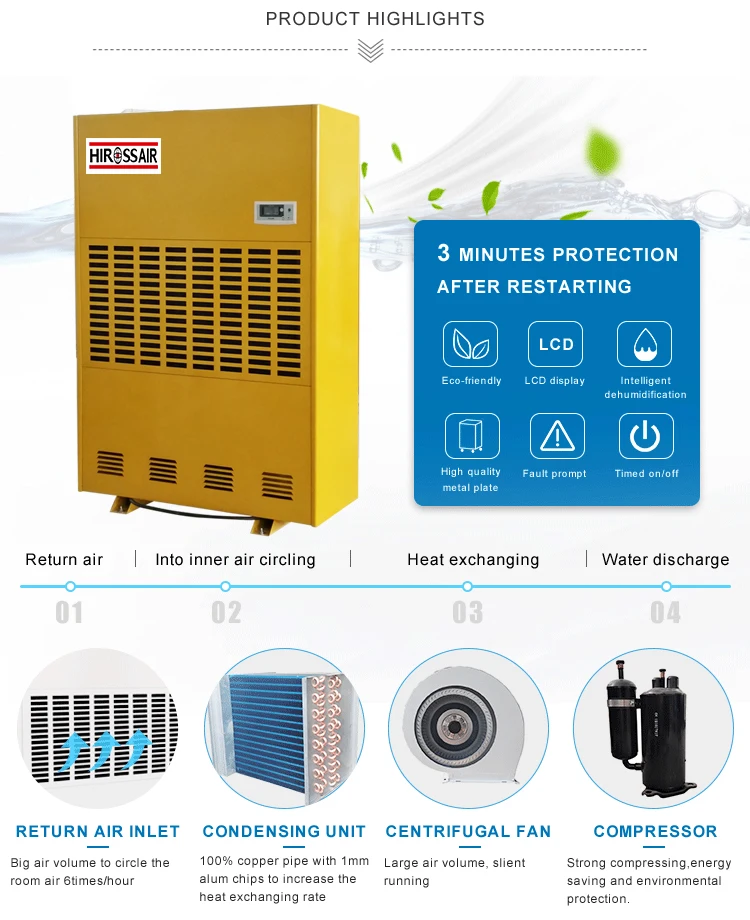 388L Per day large capacity basement greenhouse industrial warehouse dehumidifier