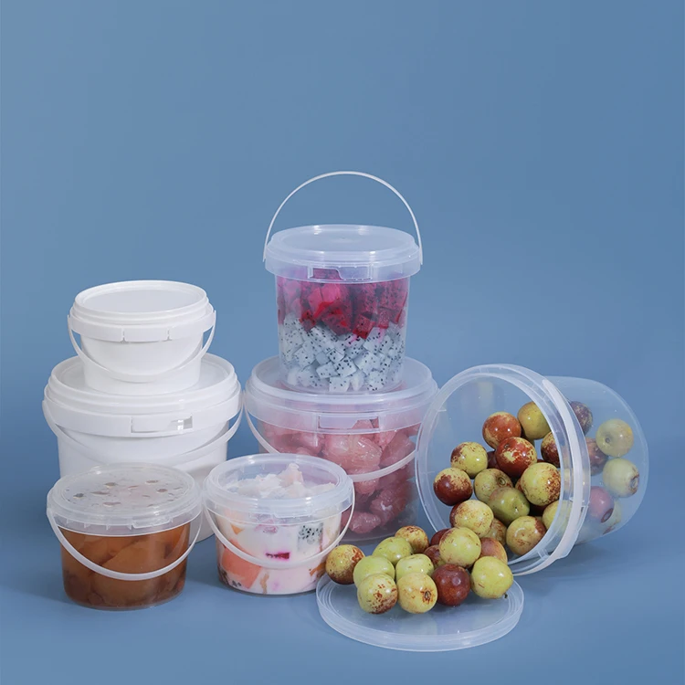 Transparent kitchen storage box , sealing lid food grade packing bucket and plastic food container for take away soup containers