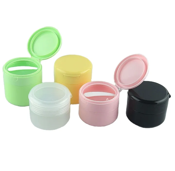 100ml 150ml PP Tooth Powder Container Plastic Round Lid Flip Hinged Cap Remove Makeup Cream Jar Packaging with Flip Cover Spoon