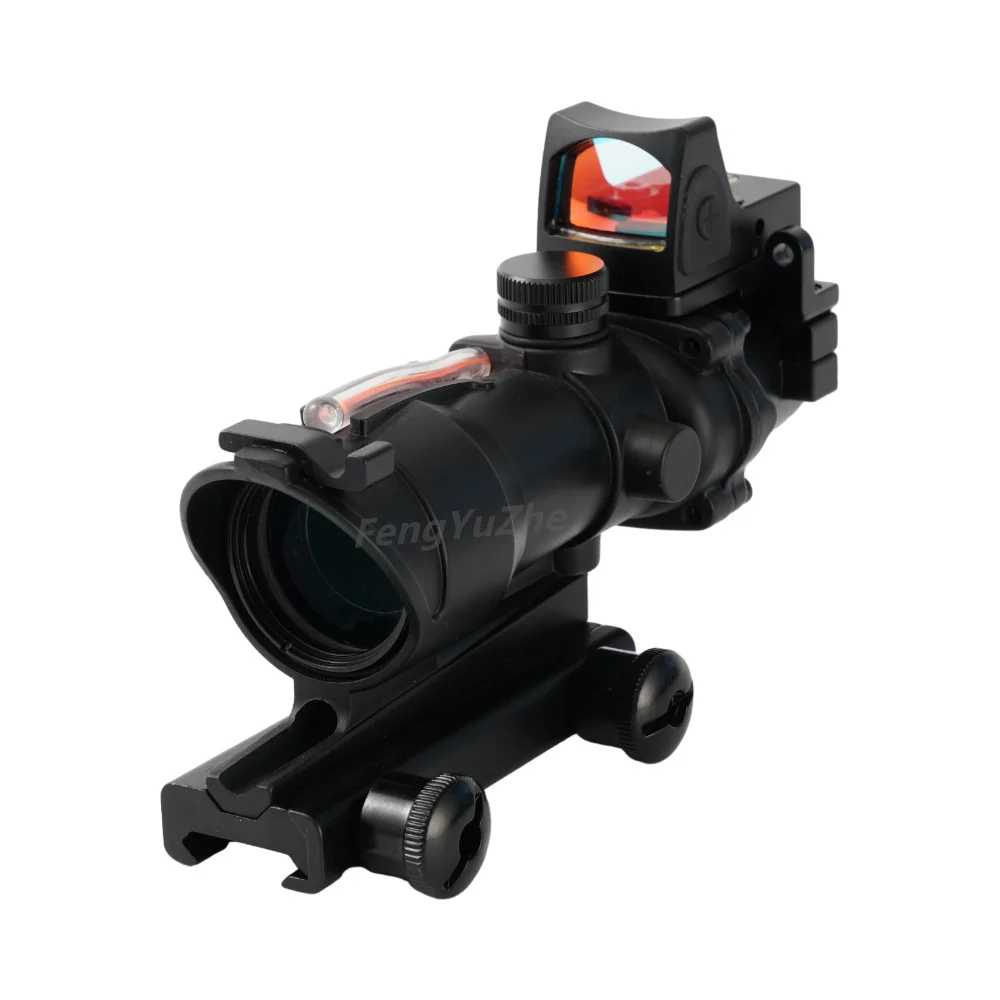 Тактический телескоп ACOG 4x32 охотничий прицел настоящая волоконная оптика с RMR освещенным прицелом в красную точку