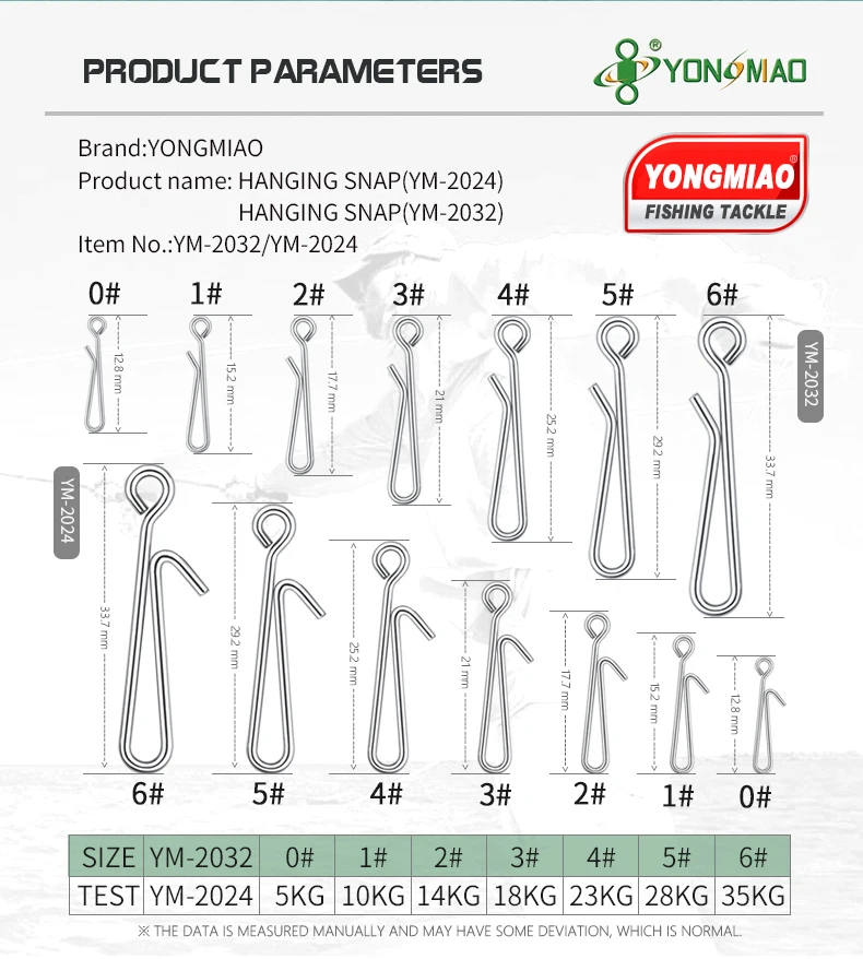 YM2024 HANGING SNAP fishing snap for feeder wire leader nylon wire stainless steel wire leader