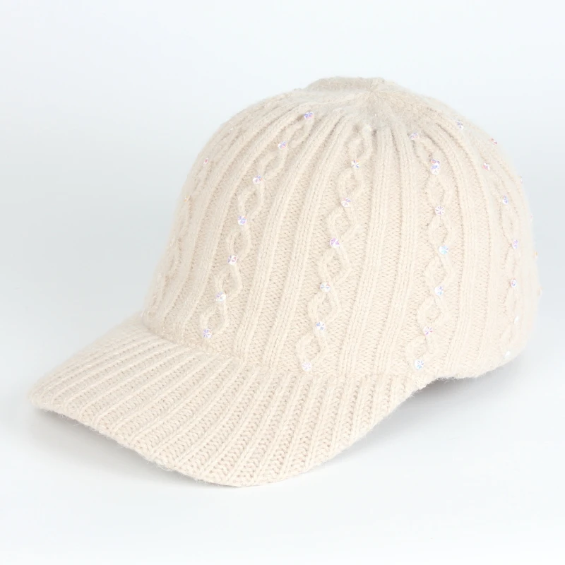 Wholesale New Fashion Winter Chic Wool Knitted Braid Diamond Baseball Gorras Trucker Golf Tennies Dad Hats For Women