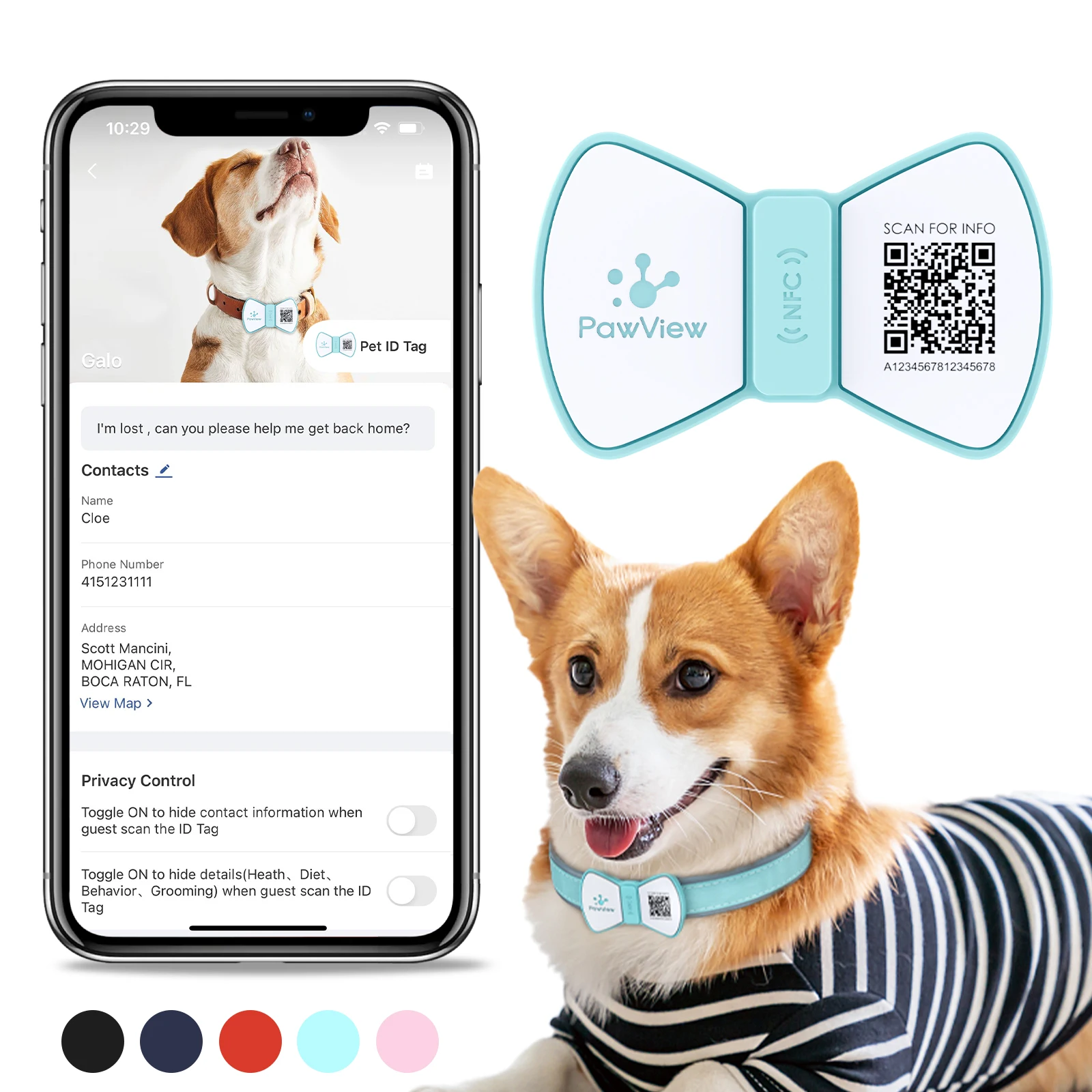 Pawview QR-Код силиконовый Pet Dog ID Tag персонализированное бесплатное приложение