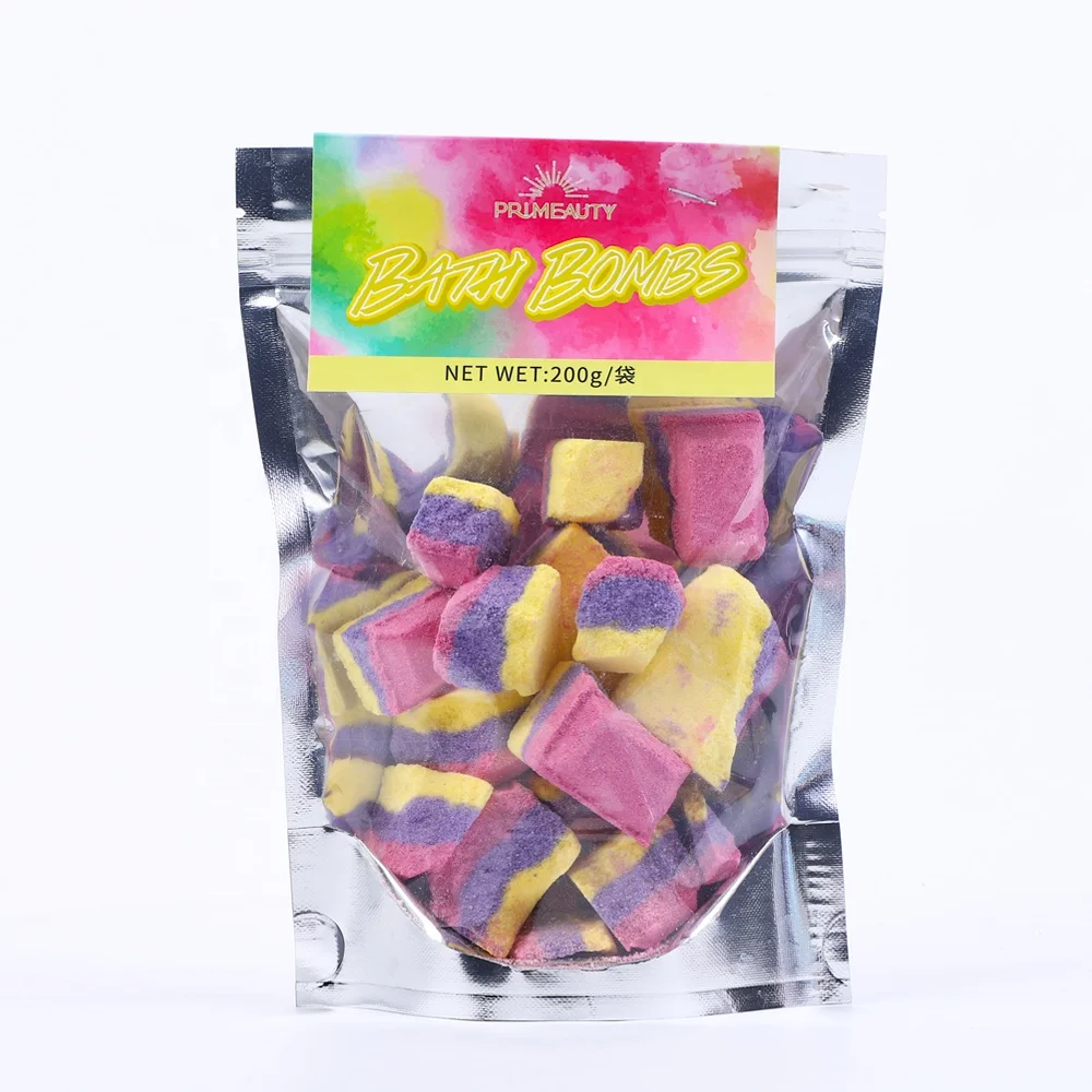 Wholesale Natural Ingredients Scented Organic Aromatherapy Rainbow Bath Fizzer Bath Bomb Crumble