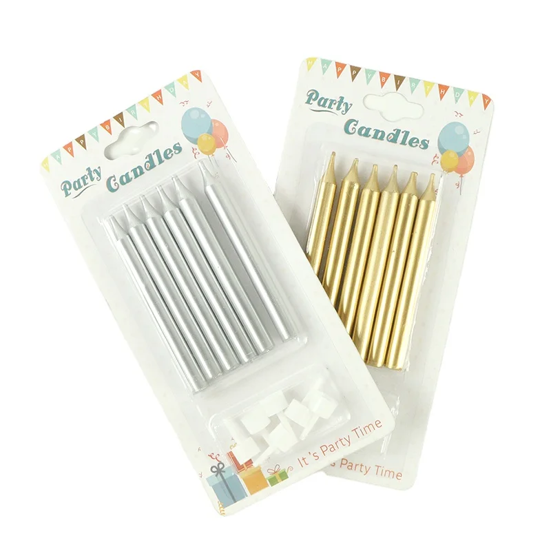 Cake Candles Set Gold Silver Happy Birthday Cupcake Dessert Topper Decoration