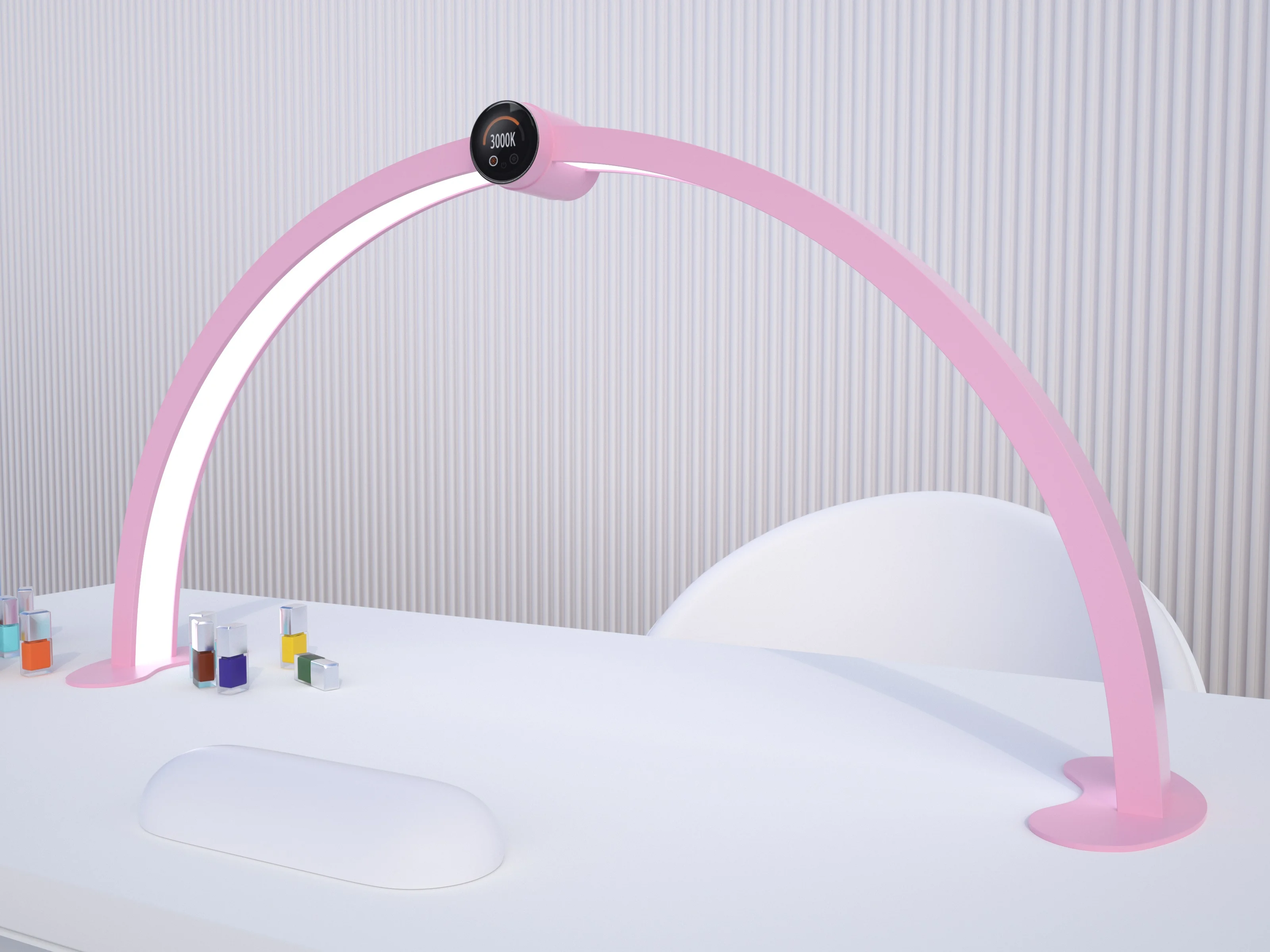 Patented Design Clock 750mm Large Size Diamond Round Crystal Acrylic UI Smart Display BeautyTable Lamp Led Half Moon Nail Lamp