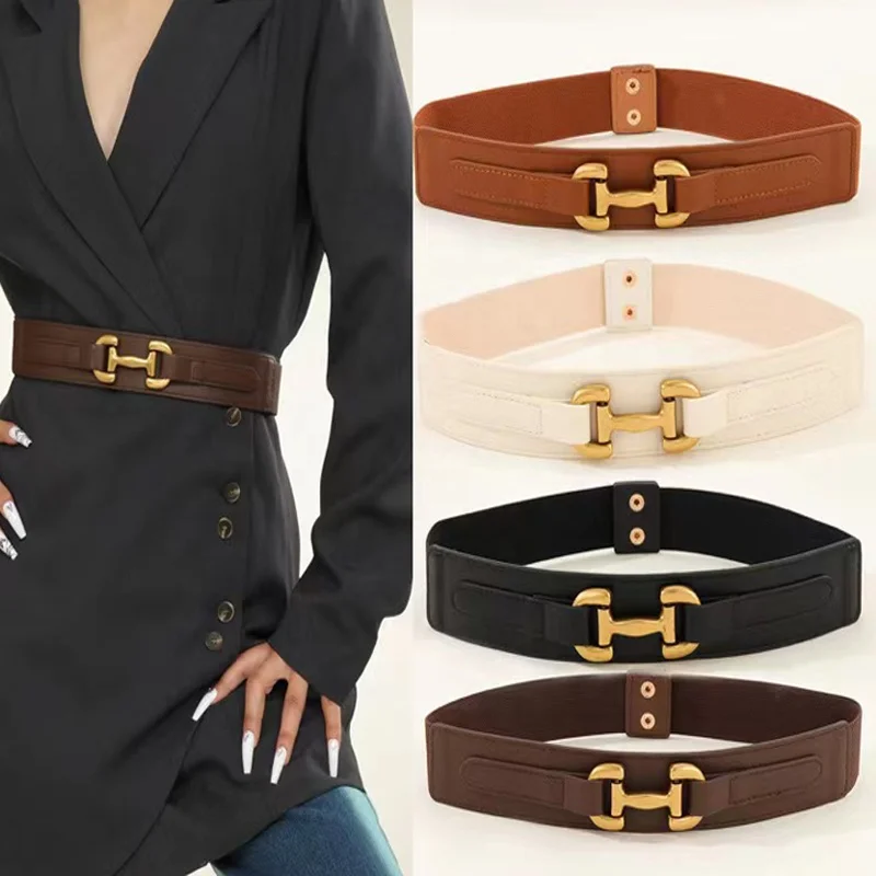 Special offer fashion metal H buckle pu leather belt waistband  elastic decoration dress Korean version versatile waist belt