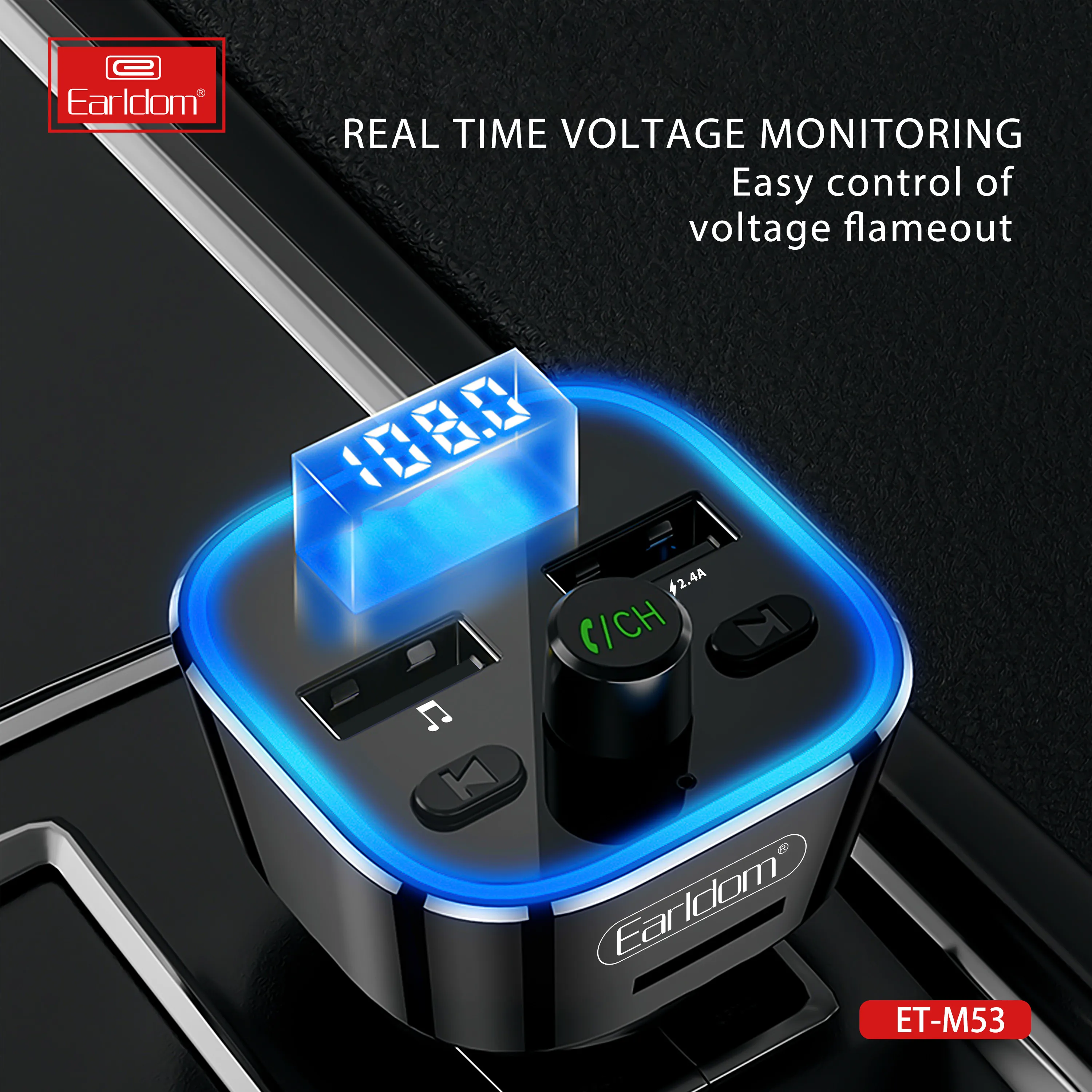 Earldom Quick fast QC 3.0A Charger BT HandFree call kit Blue-toothes Wireless fm transmitter car mp3 player