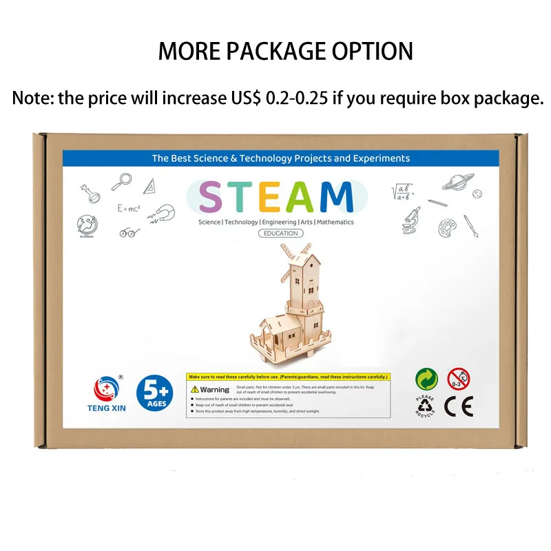 High Quality Glowing Dutch Windmill House 3D Wooden Puzzle Set Diy Wood Science Toys for Children Game.