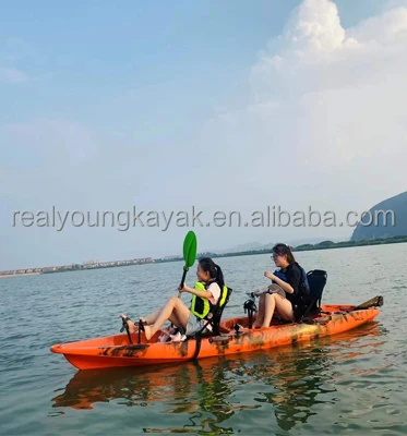 Real Young Canoe/Kayak wholesale waterplay crafts hard plastic rowing boat tandem 2 person fishing kayak with accessories