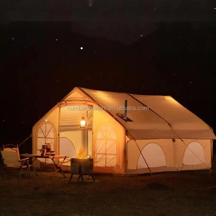 New design air cotton 3m 4m Canvas inflatable Bell Tent Waterproof 4 Season Luxury Outdoor Glamping Yurt Tent Camping Tent