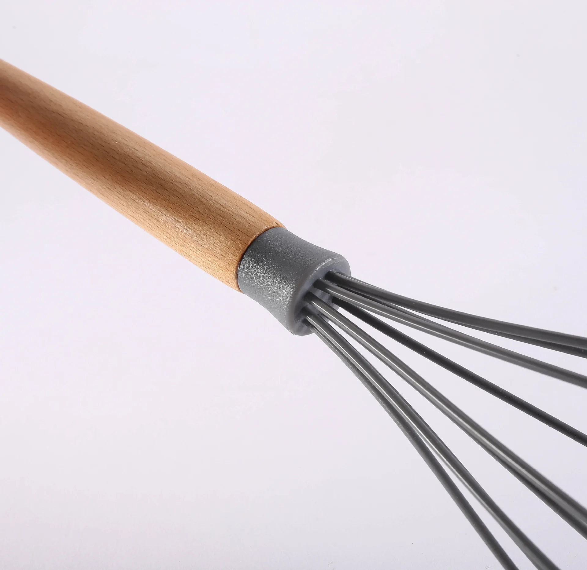 Multi-colors Danish Dough Whisk Egg Beater Mixer Manual Matcha Silicone Wire Egg Whisk With Bamboo Wooden Handle