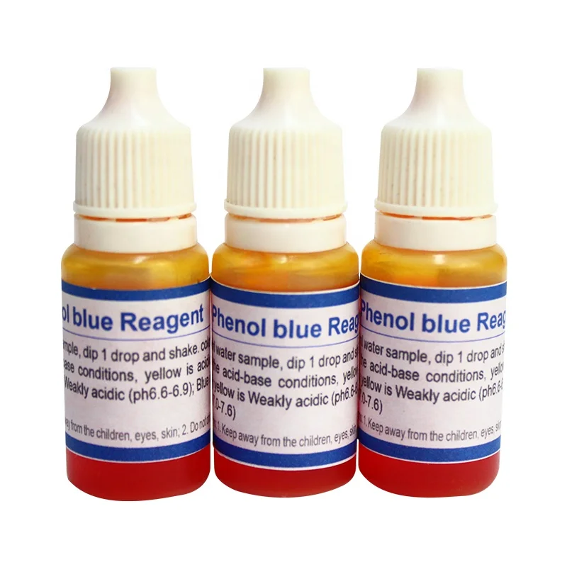 
Phenolic / Phenol Blue reagent test drops to test the water quality. 