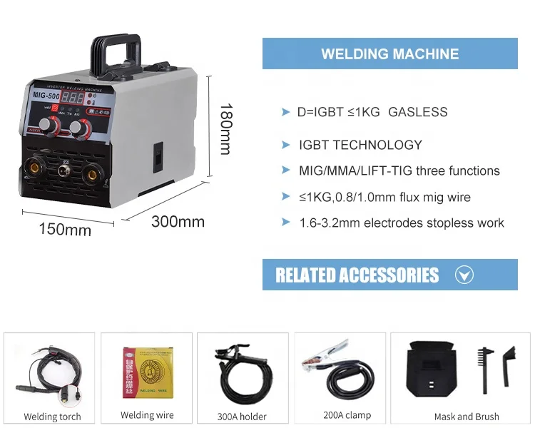 AOXING MIG/MMA бесгазовый инверторный Сварочный аппарат MIG-950