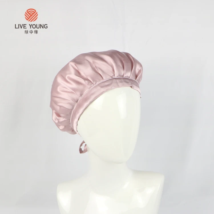 
2020 designer satin big pure silk bonnets custom hair silk with logo 