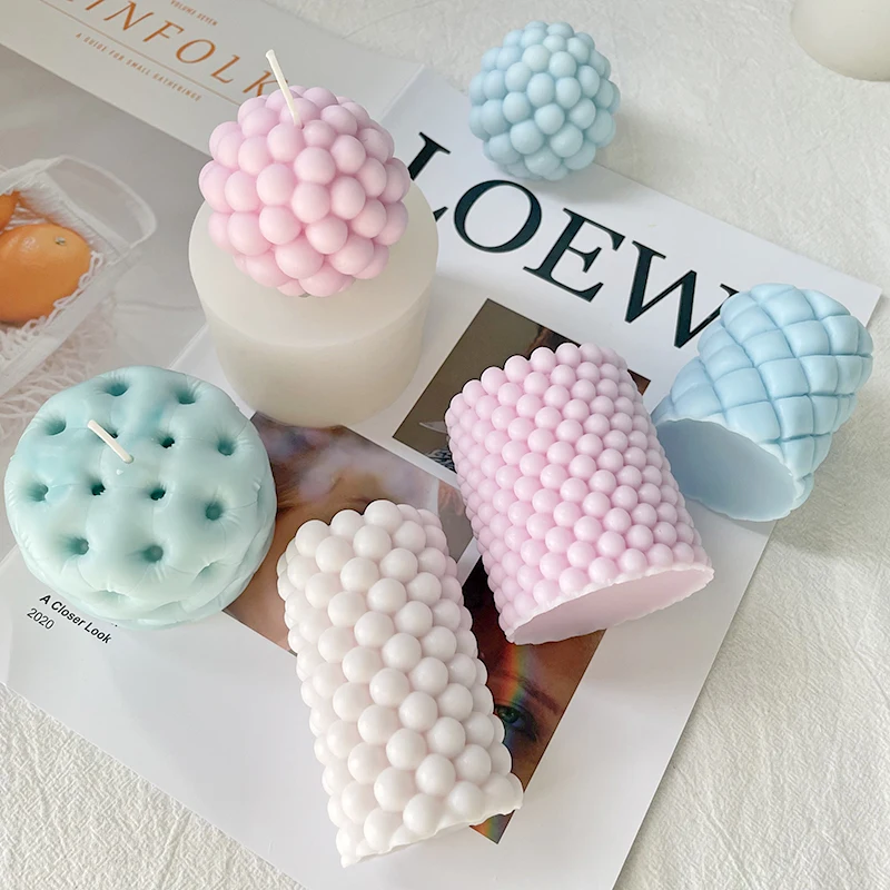 New Design DIY 3D Aromatherapy Beeswax Small Bubble Shape Soap custom silicone candle molds  Cylinder Bubble Candle Mold