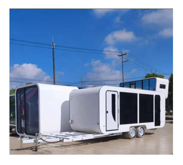 Prefabricated Dining Car Prefab House for Food truck Tiny Coffee House Snack Bars Modern Cafe pod Retail Shops on Wheel