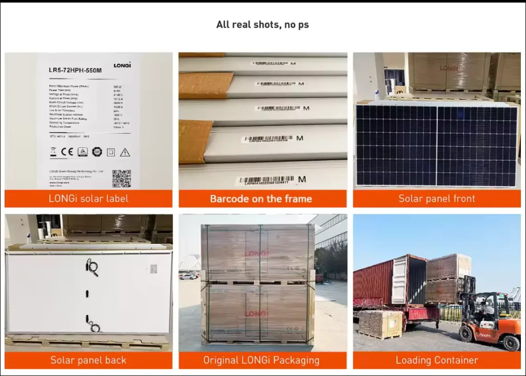 solar panel Longi solar high efficiency Tier 1 bifacial photovoltaic module 540W 545W 550W 555W 560W PV solar panel