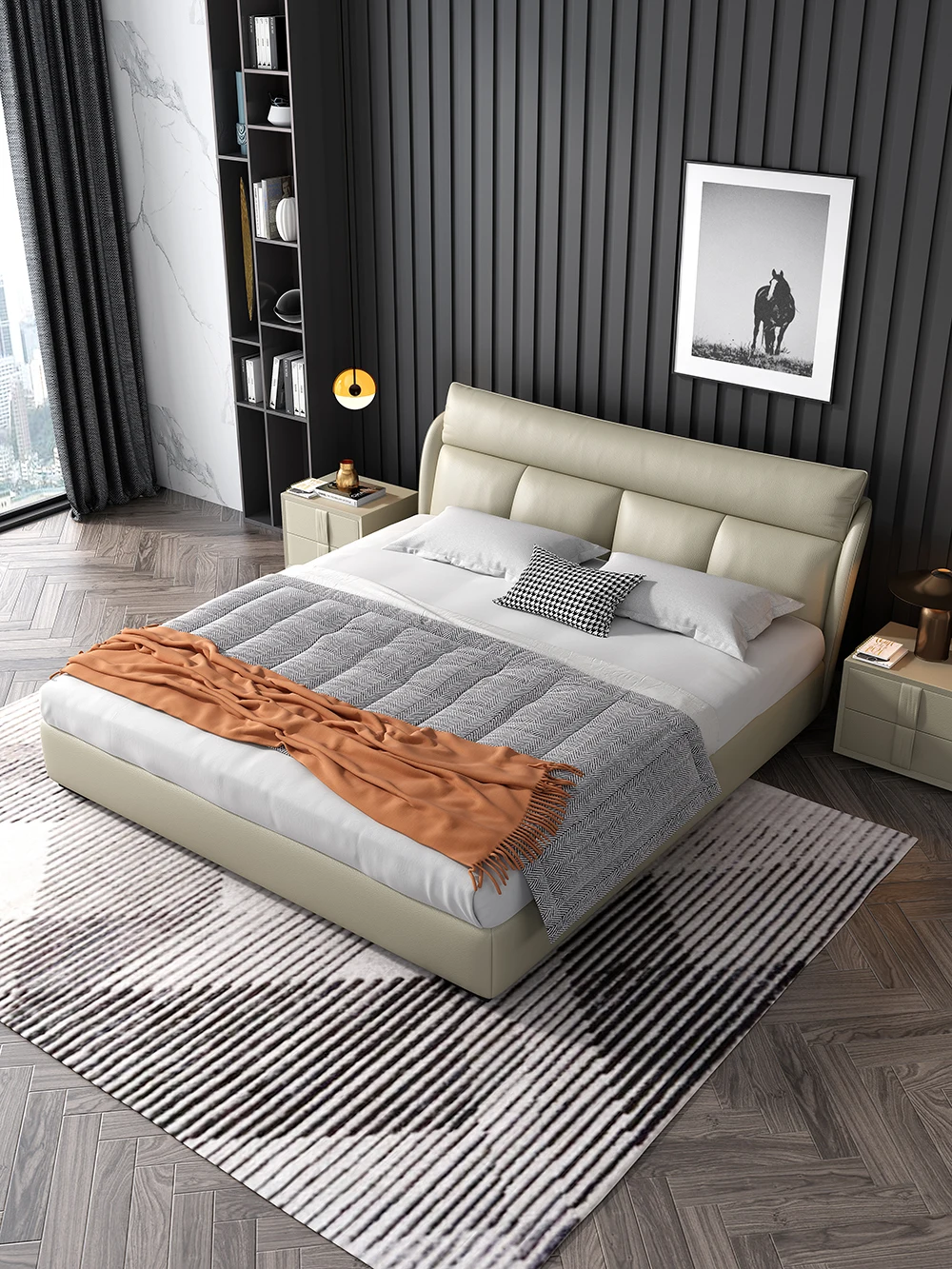  Modern comfort Furniture Wooden Headboard Fabric bed Storage Double Bed in bedroom beds with storage