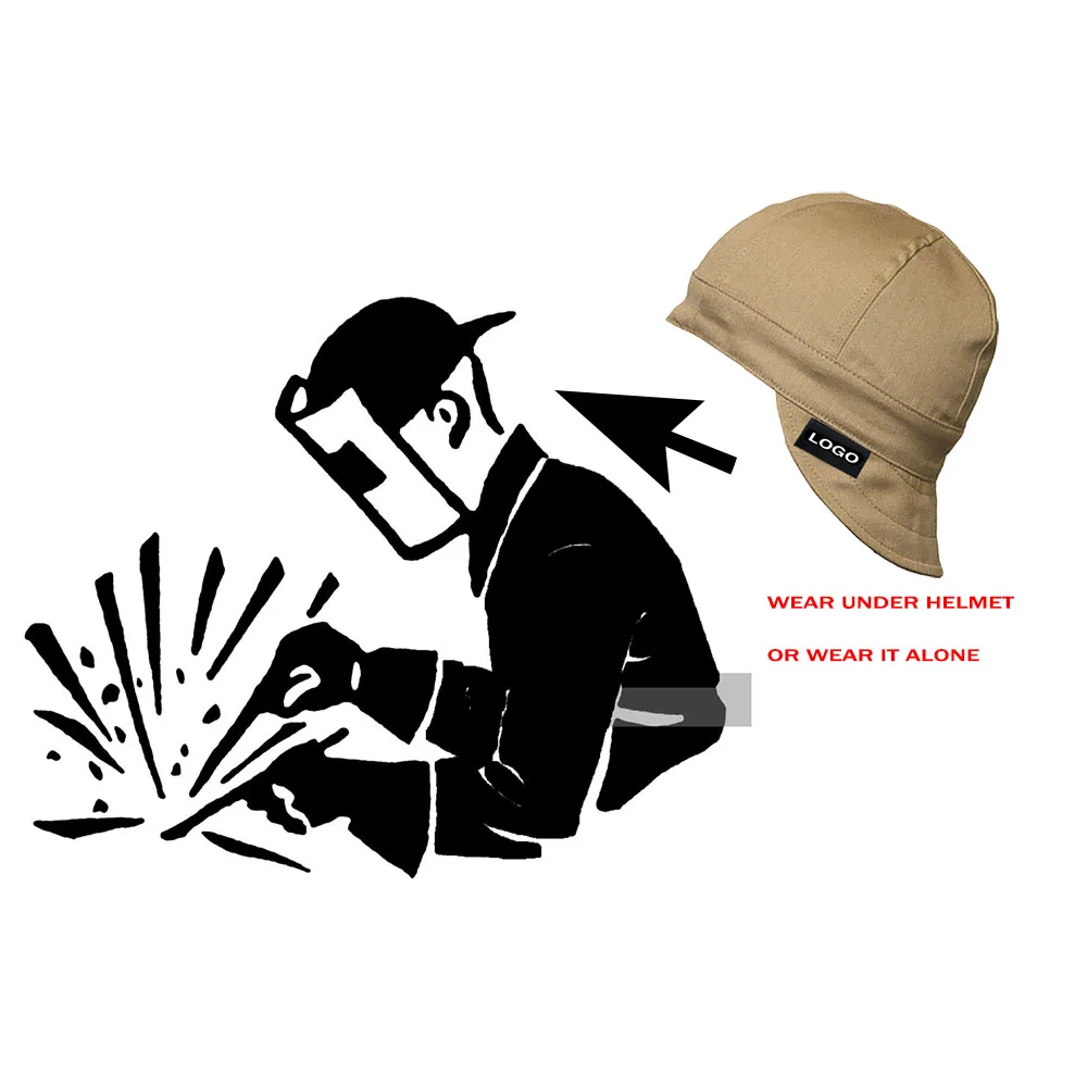 2023 New Custom Logo FR Cotton Welding Cap 6 panels hat Welder Safety Flame resistant Welding accessories Protection Fire