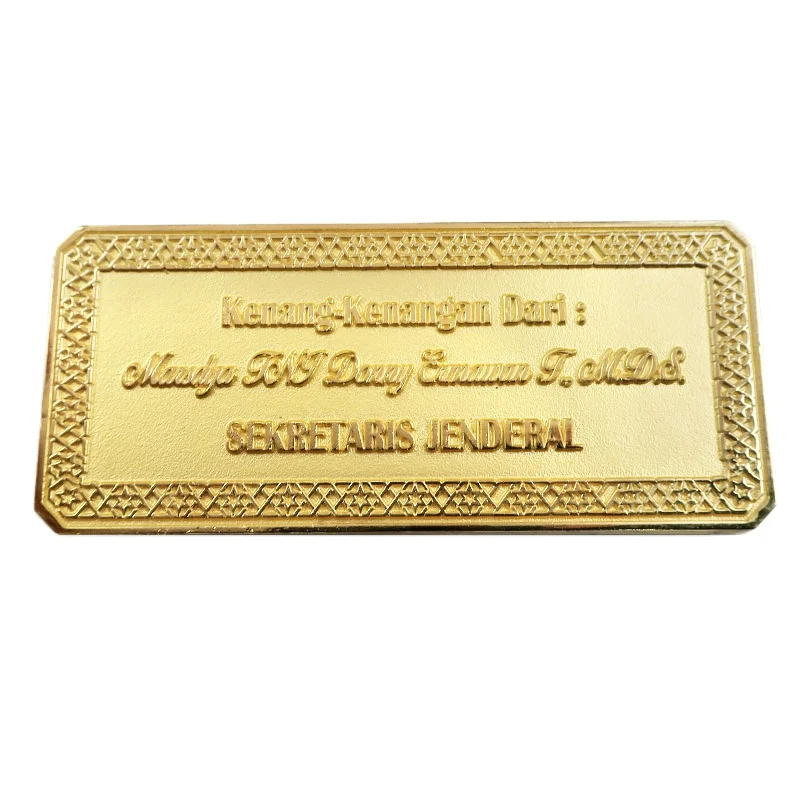 High quality custom equipment brand sticker logo embossed metal furniture tag for sofa