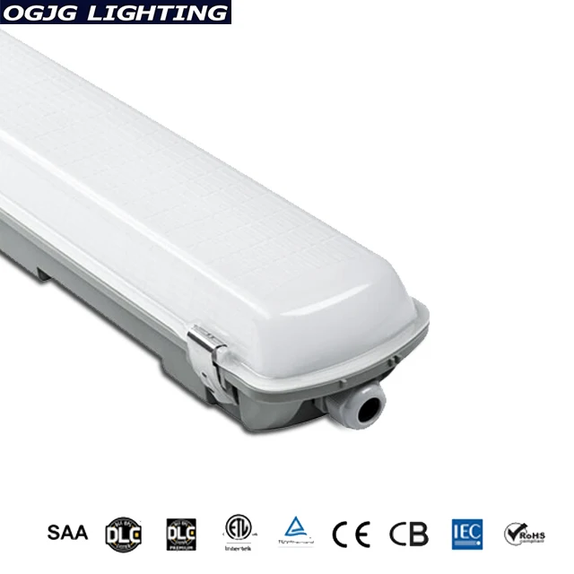 IP66 Cold storage room 40w 60w 80w tri proof light fixture PC lens emergency water proof LED batten lamp