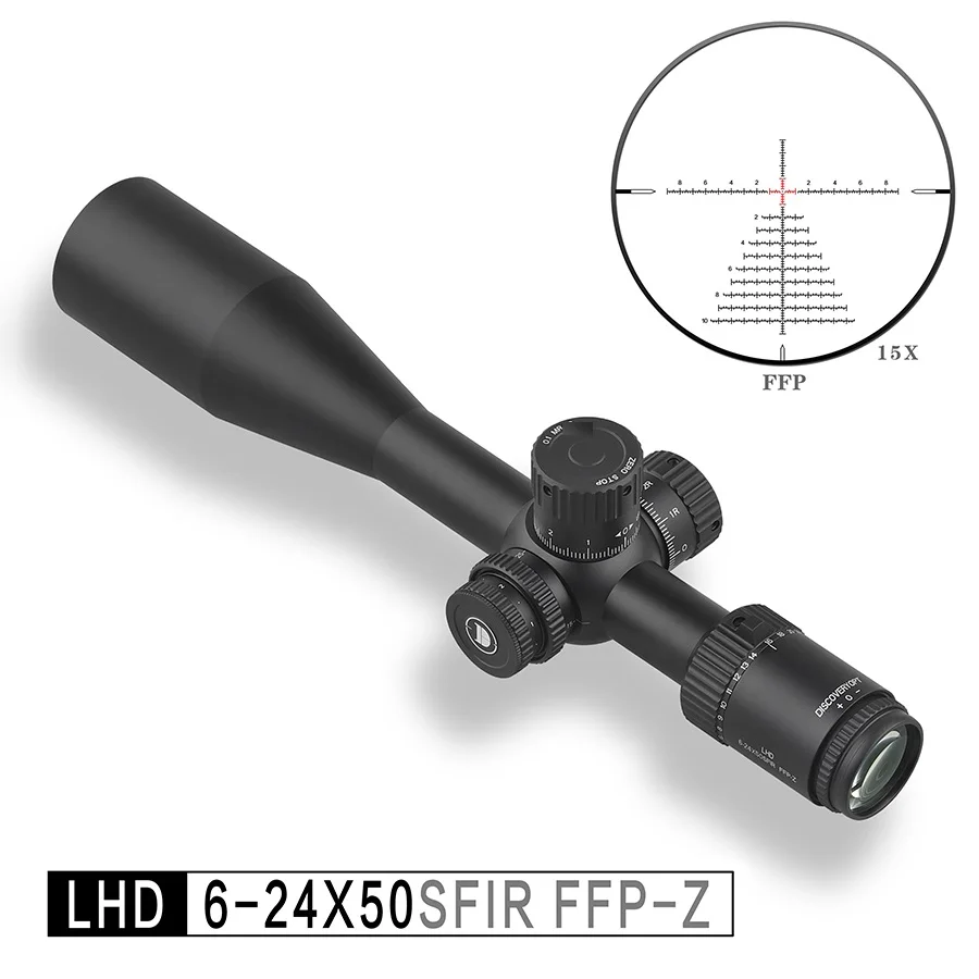 Discovery LHD 6-24x50SFIR FFP 30mm Tube etched glass First Focal Plane Illuminated scope Sight with zero stop