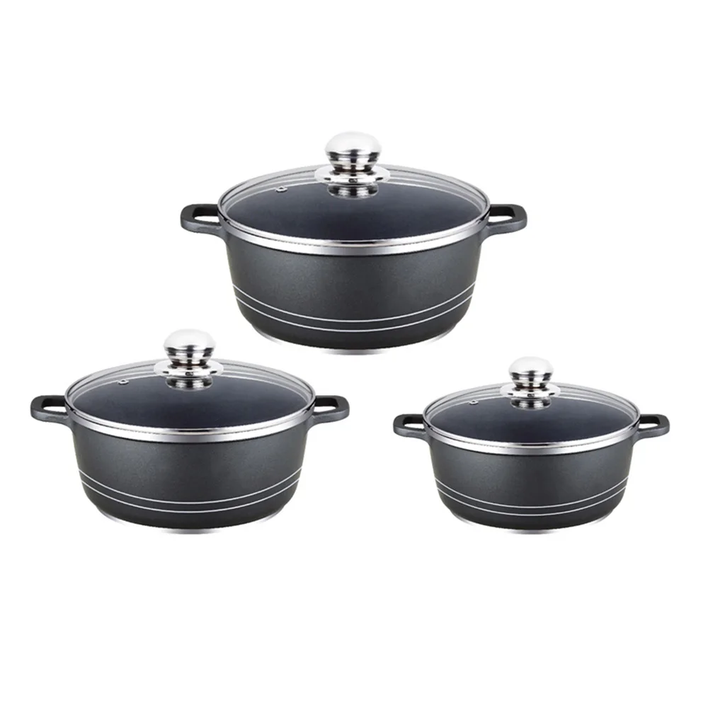 Aluminum Cooking Pot Non-stick Cookware Set Household Induction Soup Customization 6-Pots Set 32/36/40cm Non-Stick Pan Stock