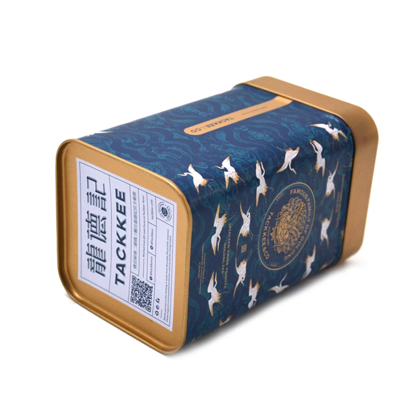 Green Square Custom Tin Box for Tea Coffee or Packaging with OEM Service