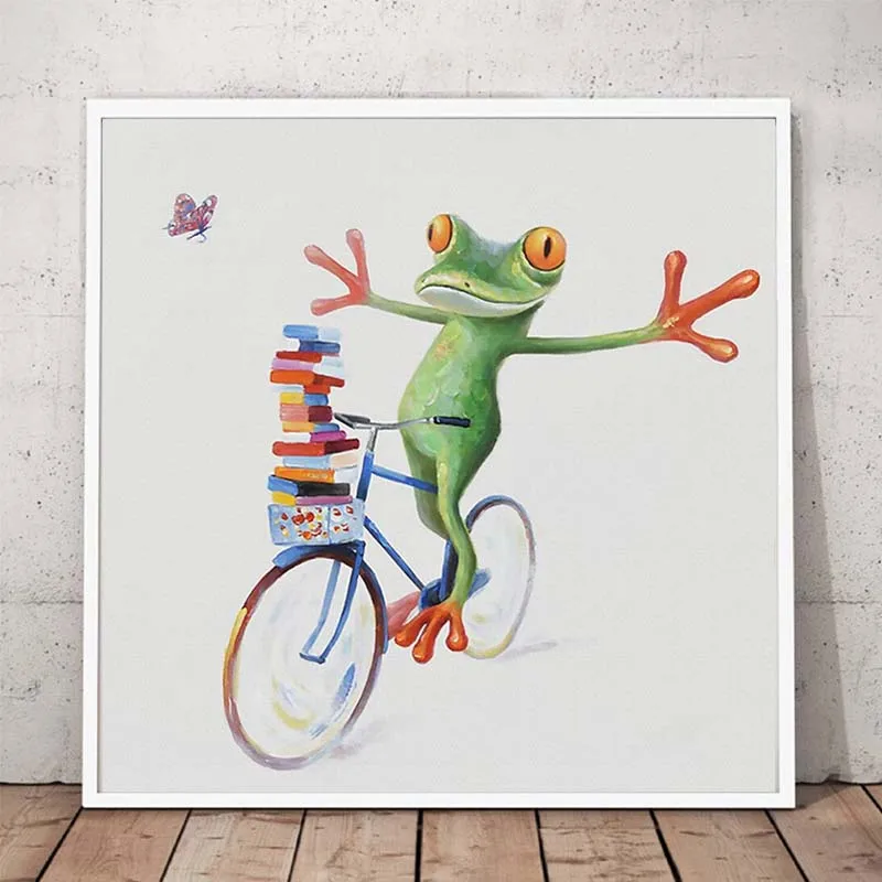 Living Room Decor Happy Frog With Glasses Picture Canvas Posters Print Cartoon Animal Wall Modern animal picture wall art prints