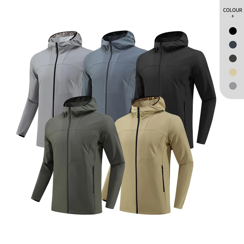 Y-KK Full Zipper Workout Jacket Thin Fleece Waterproof Fabric Blank Hoodies Jacket