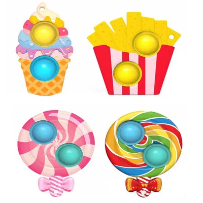 2021 New Design Christmas gift Fidget Buttons Keychain Toy Bubble Push it Silicone Sensory Fidget Toy