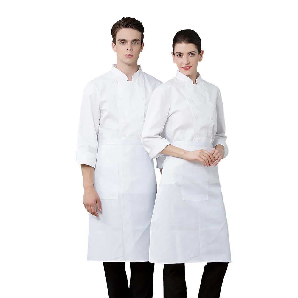 Recommend Accept Customized Logo Wear-Resistant Pure White Double Row Restaurant Work Uniform For Chef