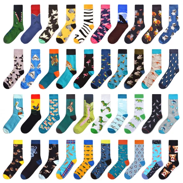 2022 Low MOQ  SOXTOWN Sokken Design Custom Chaussette Logo Calcetas Fancy Men Happy Dress Funny Socks