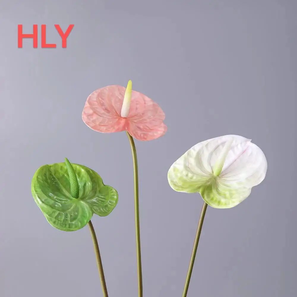HLY Hot Sale Decorative Flowers Artificial Real Touch Anthurium for Flower Arrangement