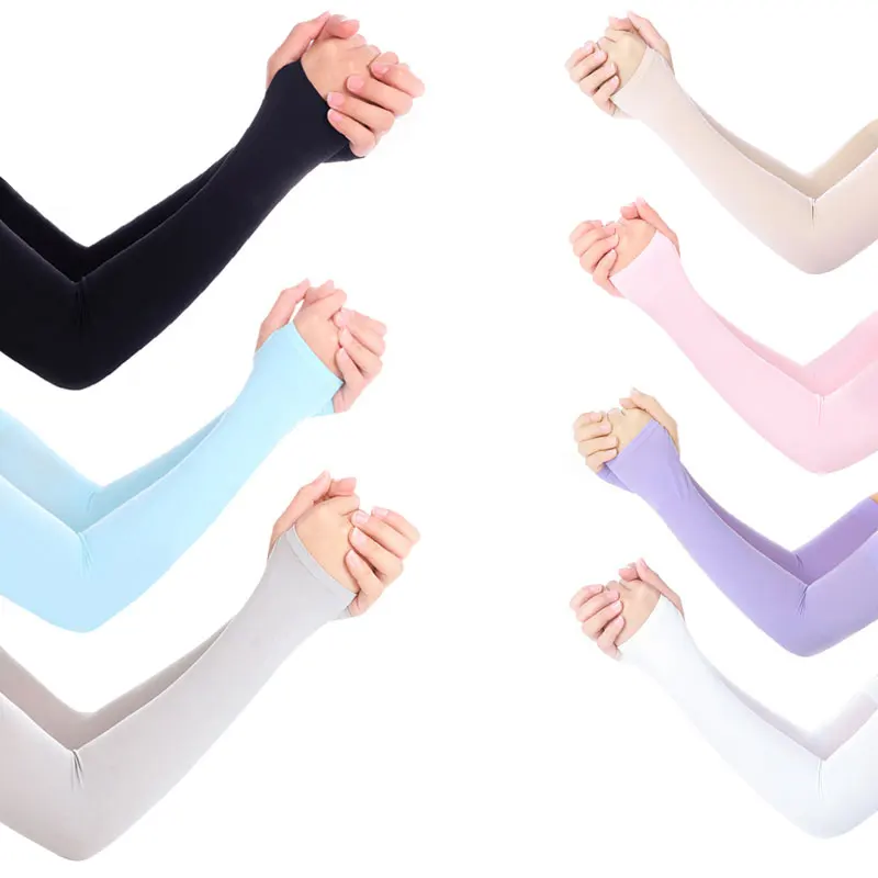 Summer Sunscreen Compression Anti-Bacterial Cooling Ice Silk UV Protective Long Arm Sleeve