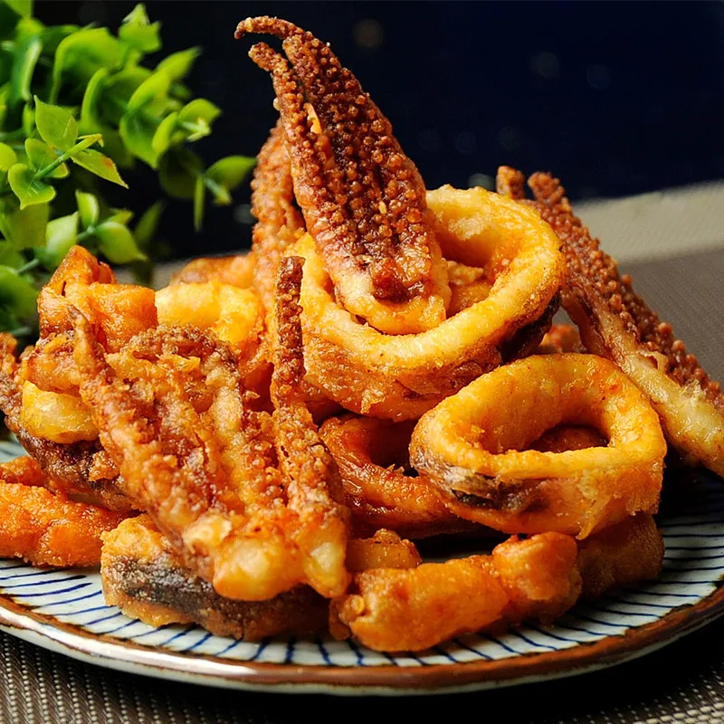Fried Squid Tentacle And Ring Cooked Bulk Frozen Cooked Fried crisp Breaded Squid Meat