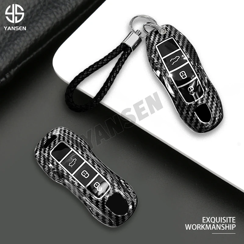 For Porsche Boxster Cayman Panamera Cayenne 911 car key cover 918 997 991 carbon fiber key case car accessories protection cover
