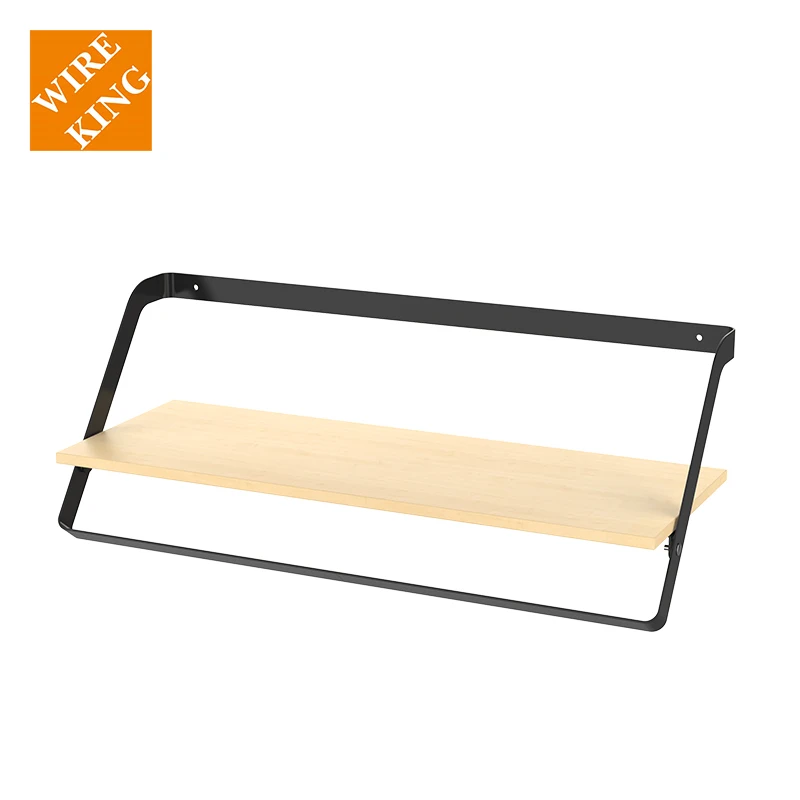 WIREKING Modern Low Price Hanging Metal and Wood Wall Mounted Rack Shelf  Storage Rack for Bedroom Living Room