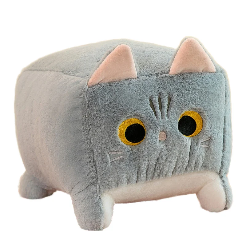 Customized cute square cat plush toy packaging kitten children animal toy plush animal gift pillow factory direct sale